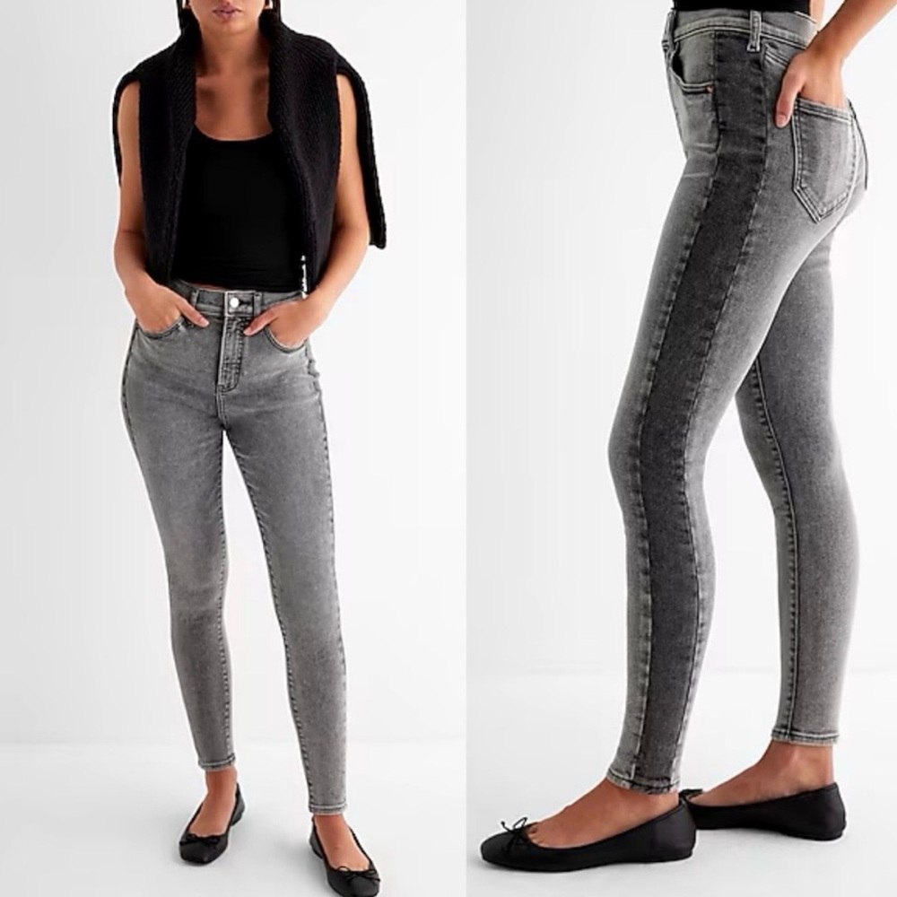 Express High Waisted Gray Wash Two-Tone
Skinny Jeans